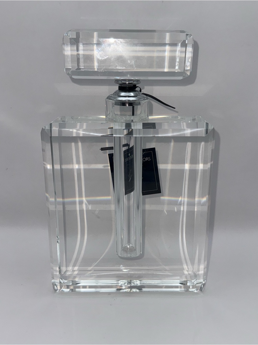 Linda Horn Large Crystal Perfume Bottle Vanity Decor Faceted Stopper Display